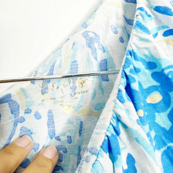 LILLY PULITZER Matteo Bennet Blue Salty Seas One Shoulder Top ruffle womens XXS - Picture 3 of 7